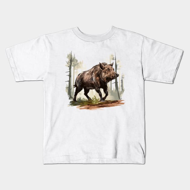 Wild Boar Kids T-Shirt by zooleisurelife